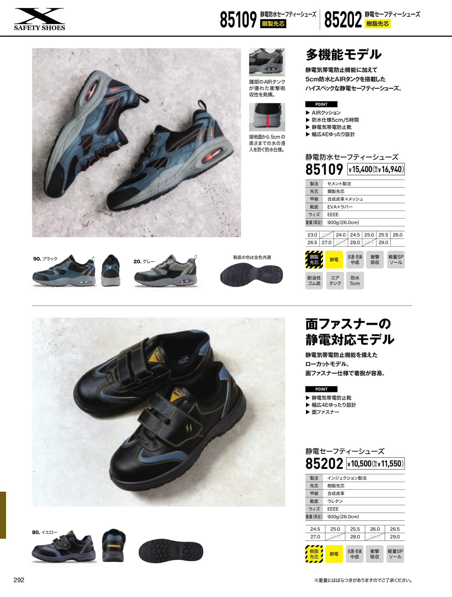 静電防水セーフティーシューズ(292ページ目)