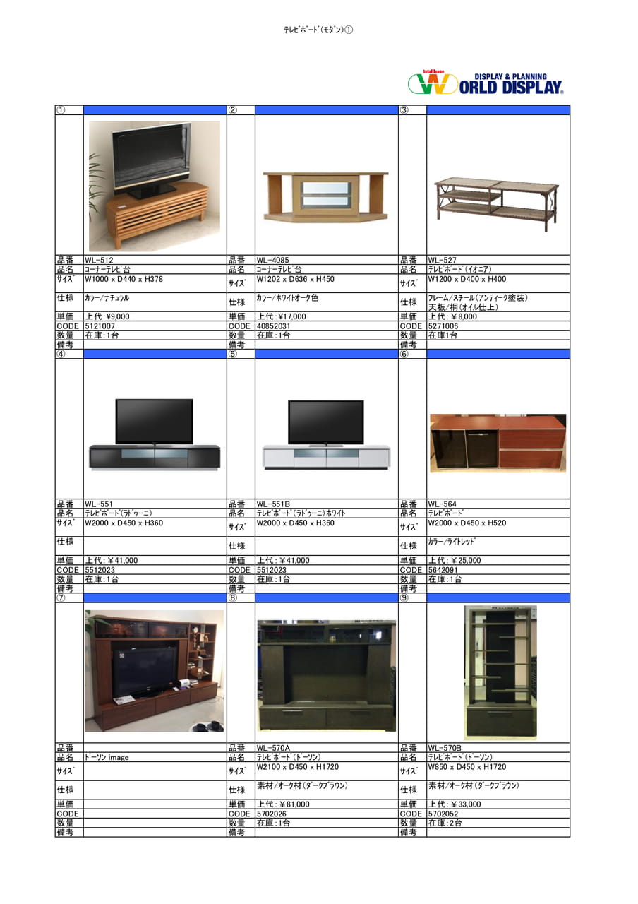 収納家具(ﾃﾚﾋﾞﾎﾞｰﾄﾞ)①（2ページ目）