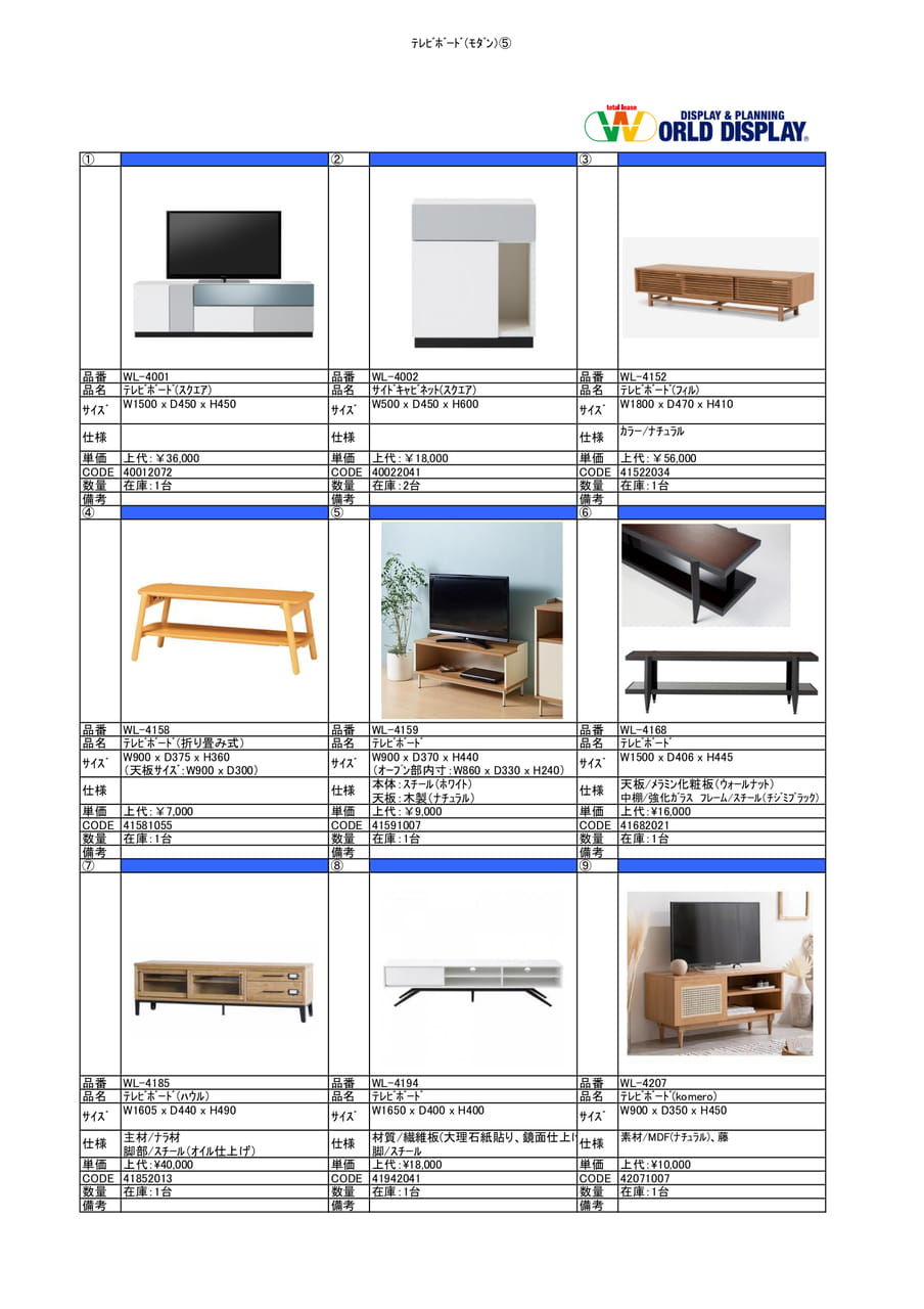 収納家具(ﾃﾚﾋﾞﾎﾞｰﾄﾞ)⑤（6ページ目）