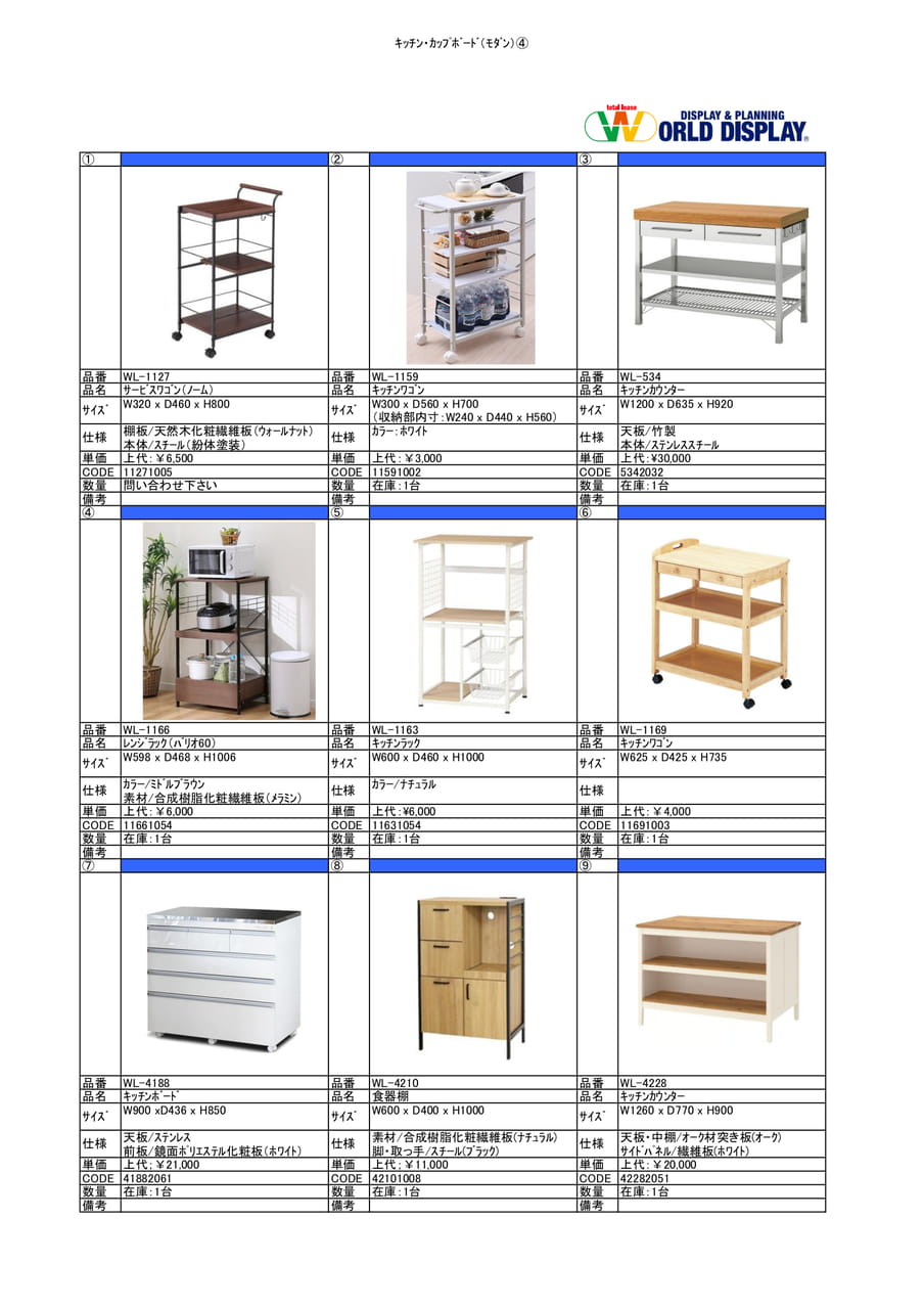 収納家具（ｷｯﾁﾝ・ｶｯﾌﾟﾎﾞｰﾄﾞ)④（11ページ目）