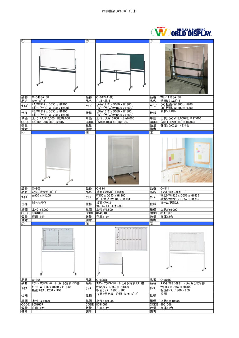 ｵﾌｨｽ備品(ﾎﾜｲﾄﾎﾞｰﾄﾞ)①（109ページ目）