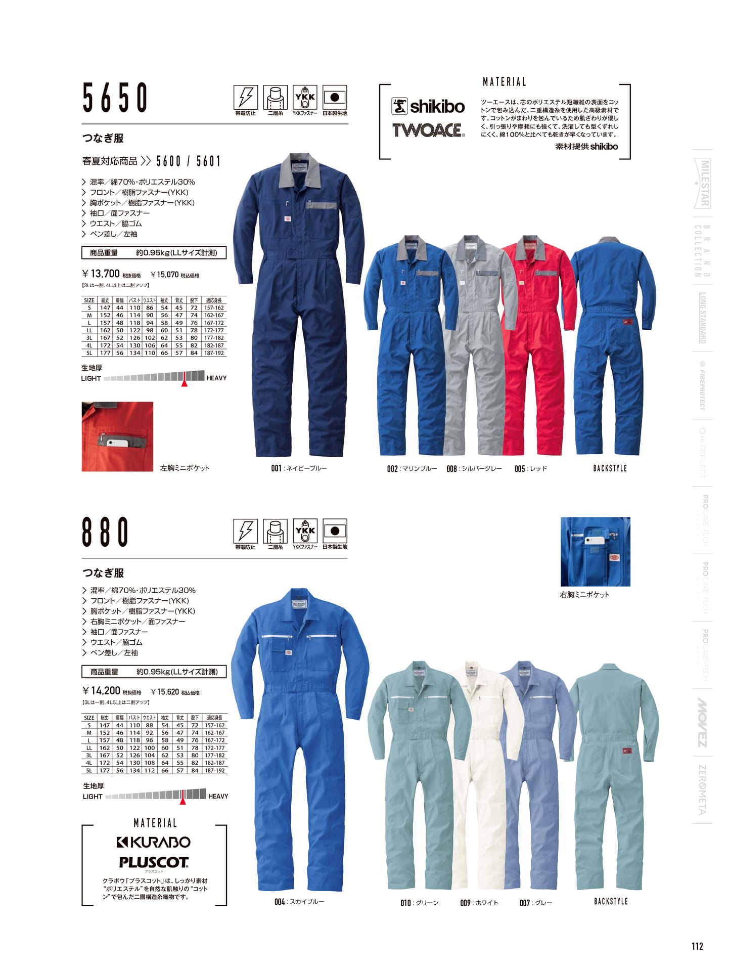 帯電防止二層糸つなぎ服(113ページ目)