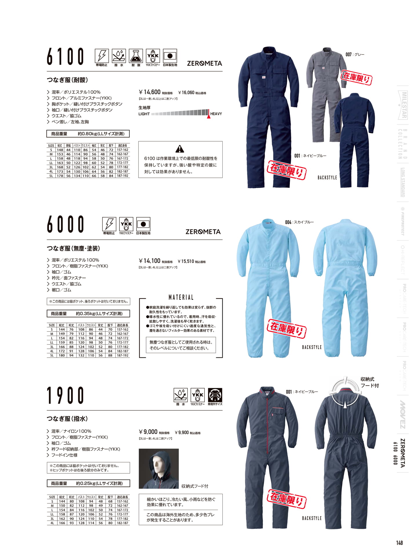 耐酸・無塵つなぎ服(149ページ目)
