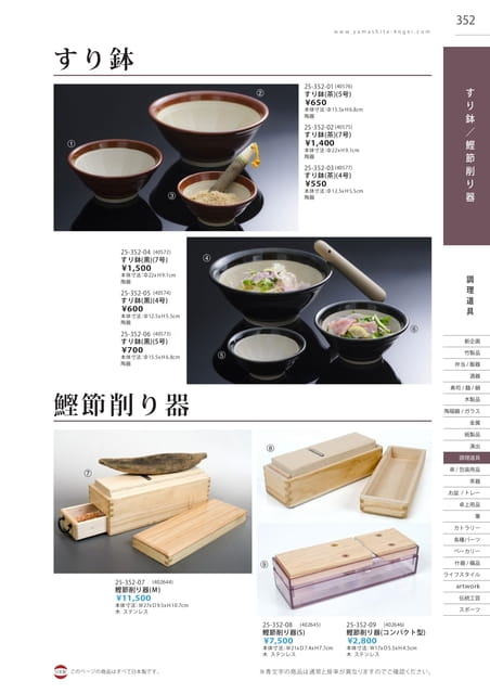 P352 調理道具 - すり鉢/鰹節削り器(353ページ目)