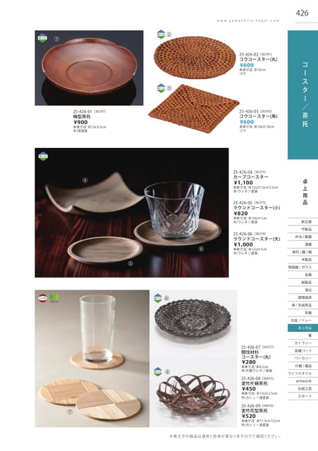 P426 卓上用品 - コースター/茶托(427ページ目)