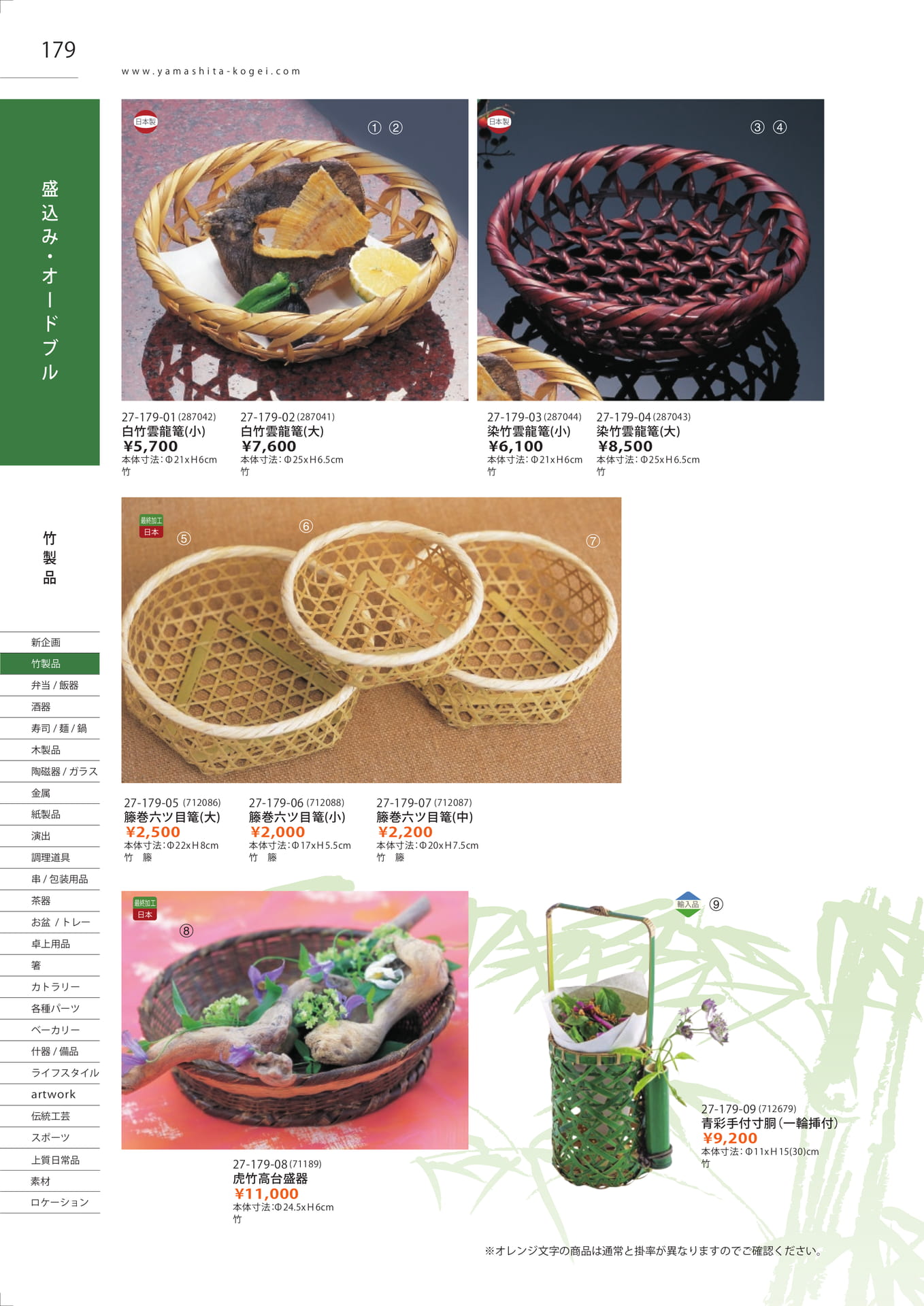 雲龍篭・籐巻六ツ目篭（180ページ目）
