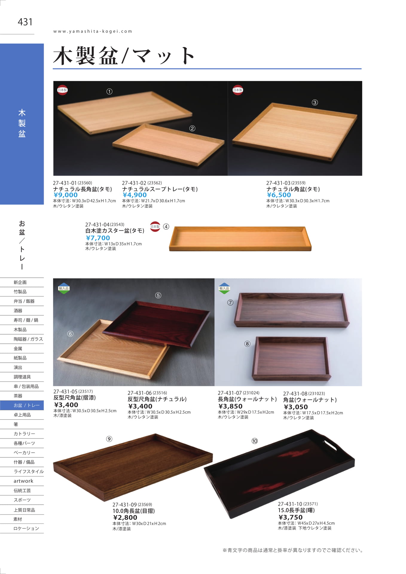 木製盆／マット（438ページ目）