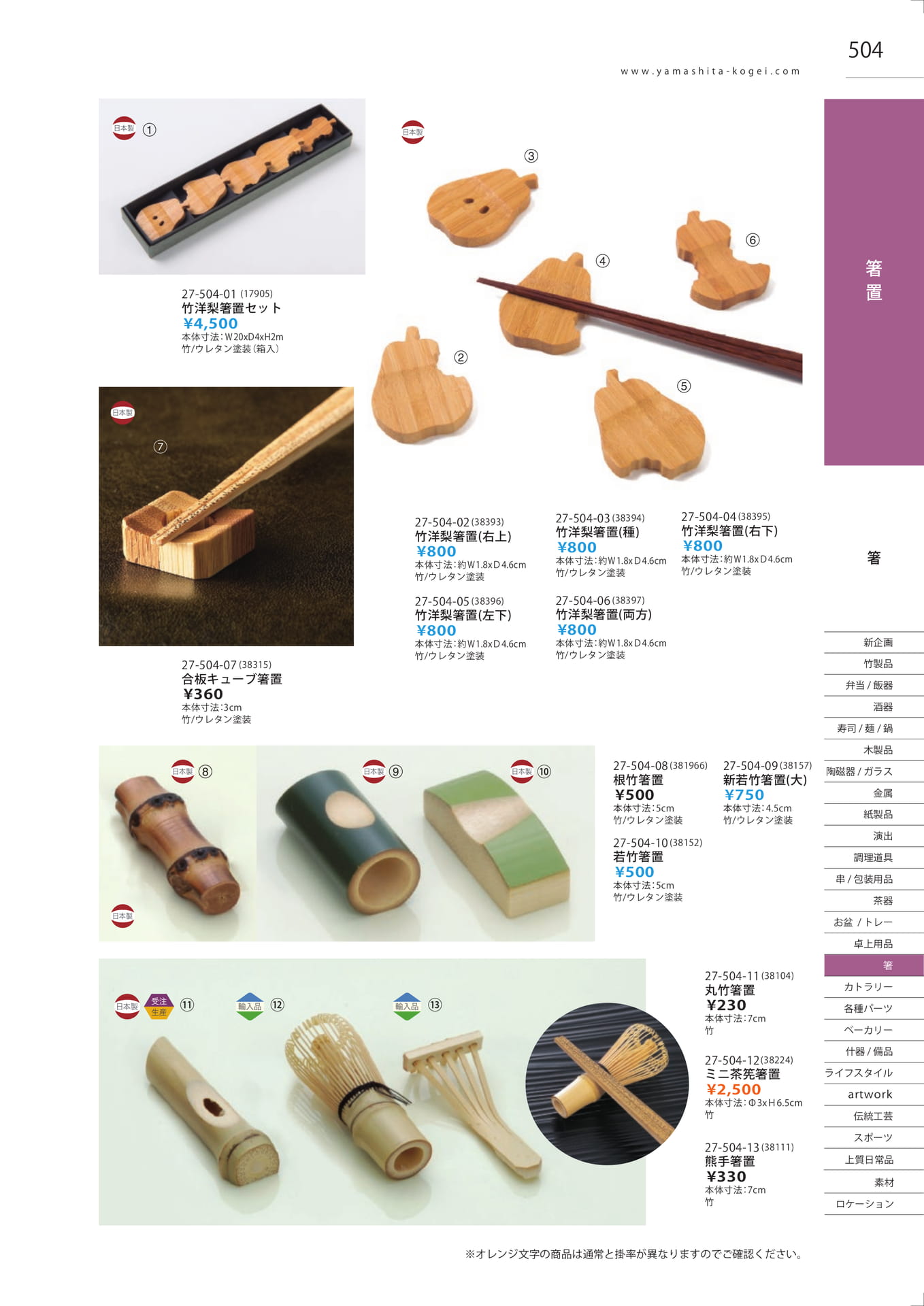 竹製箸置（511ページ目）